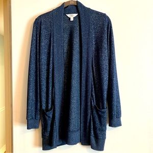 Market & Spruce Open Front Heathered Navy Cardigan